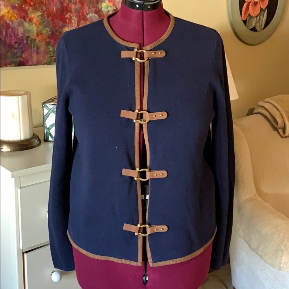 Ralph Lauren navy sweater with gold latches